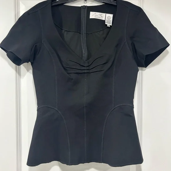 Byron Lars Beauty Mark Black Fitted Short Sleeve Blouse - Picture 1 of 3